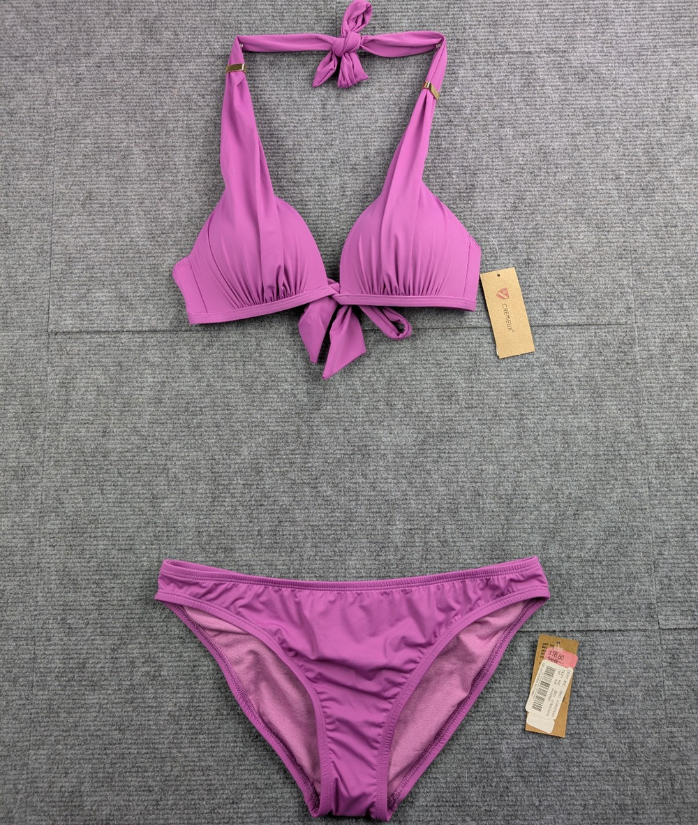 Cremieux Bikini Set Womens Small Triangle Padded Purple Swimsuit Halter